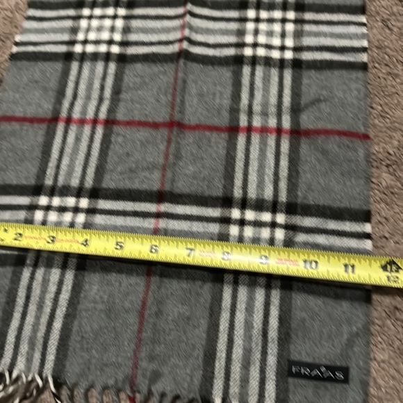 Fraas brand Gray/Black/Red Plaid Scarf-64x11-EUC - Picture 8 of 9